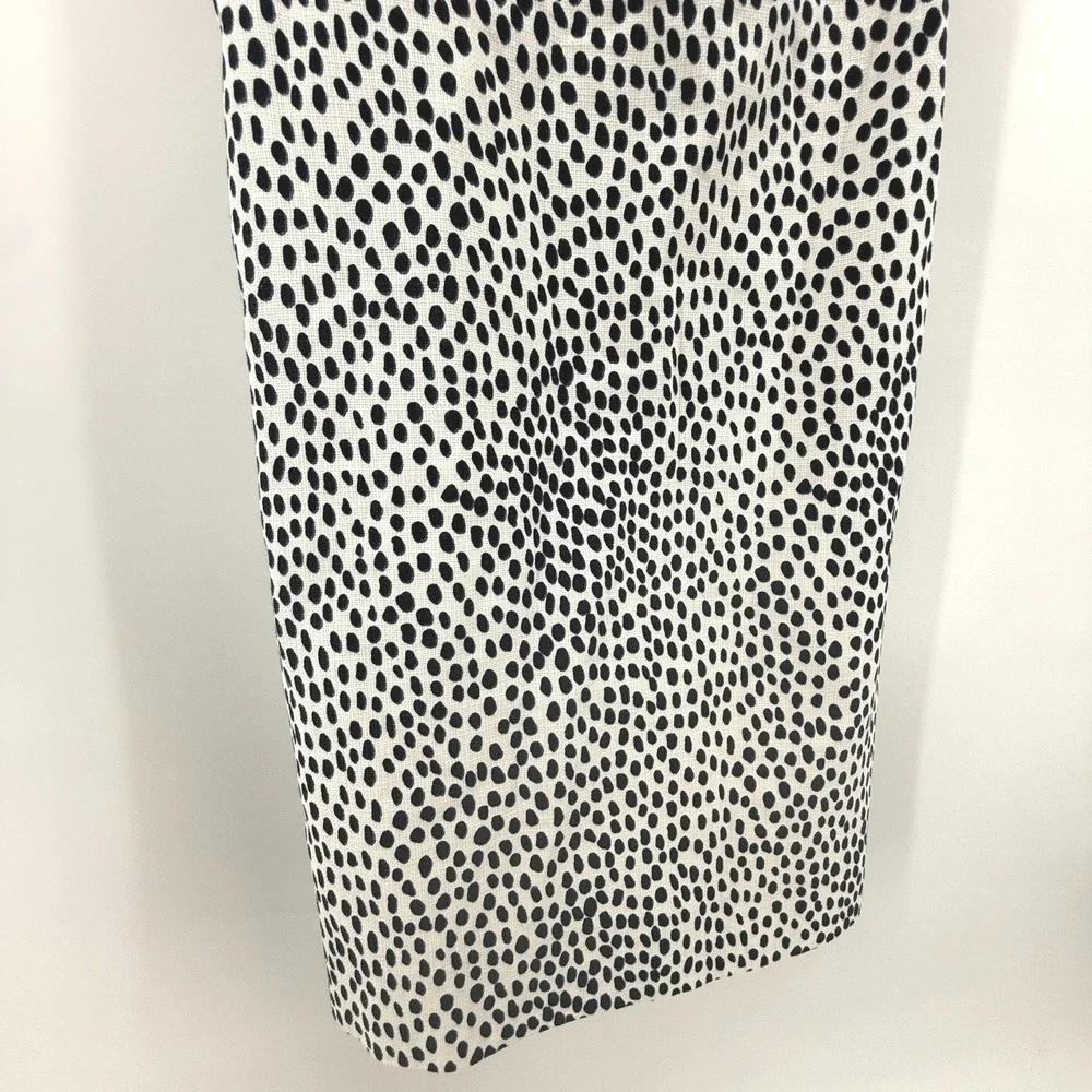 J Crew Textured Size 4 Weave Ink Ivory‎ Spot Dress Preppy Neutral Career Capsule